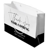 Grand Sac Cadeau Merci d'anniversaire Chic noir blanc Script (Dos Angle)