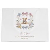 Grand Sac Cadeau Merci de Baby shower à fleurs doux à ours en peluc (Devant)