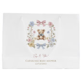 Grand Sac Cadeau Merci de Baby shower à fleurs doux à ours en peluc (Dos)