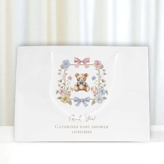 Grand Sac Cadeau Merci de Baby shower à fleurs doux à ours en peluc