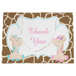 Grand Sac Cadeau Merci de Baby shower des Giraffes