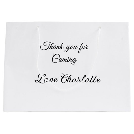 Grand Sac Cadeau merci de venir ajouter un message texte (Devant)