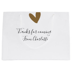 Grand Sac Cadeau merci d'être venu/e nom à ajouter message texte cœ
