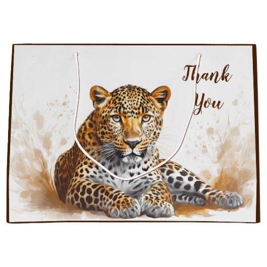 Grand Sac Cadeau Merci Leopard Portrait animal (Devant)