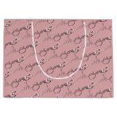 Grand Sac Cadeau "Merci" Motif écrit à la main en rose (Devant)