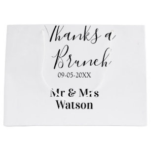 Grand Sac Cadeau Merci pour un nom de brunch post-mariage simple