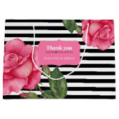 Grand Sac Cadeau Merci Rose Rose Aquarelle Noir Blancs (Devant)