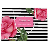 Grand Sac Cadeau Merci Rose Rose Aquarelle Noir Blancs (Dos)