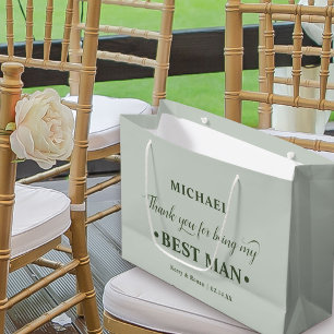 Grand Sac Cadeau Merci vert personnalisé Best Man
