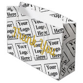 Grand Sac Cadeau Merci White Gold Script Business Logo Motif (Dos Angle)