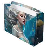 Grand Sac Cadeau Mermaid cheveux en argent Turquoise Océan (Dos Angle)