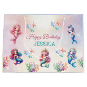 Grand Sac Cadeau Mermaid magique Joyeux anniversaire (Devant)