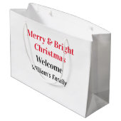 Grand Sac Cadeau Merry Bright Christmas ajouter nom de famille bien (Dos Angle)