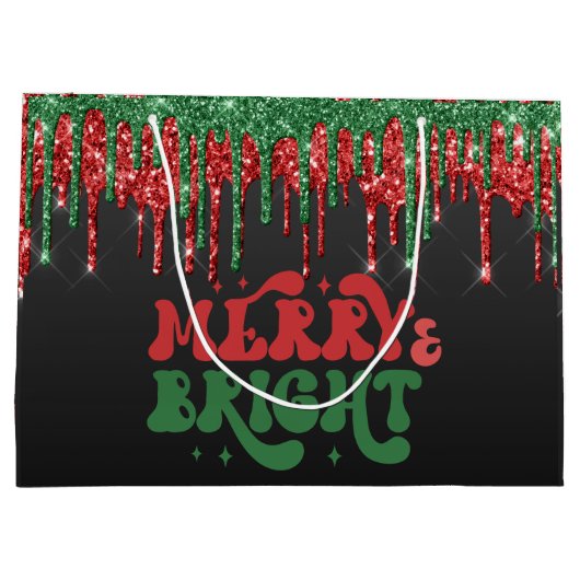 GRAND SAC CADEAU MERRY & BRILLANT SCRIPT DE NOËL MONOGRAMME PERSONN (Dos)