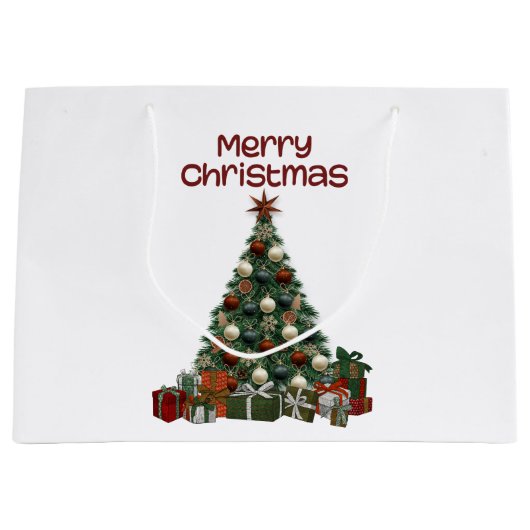 Grand Sac Cadeau Merry Christmas Tree Gift Bag (Devant)