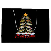 Grand Sac Cadeau Merry Fishmas Funky Christmas Tree Lights Fish Fis (Dos)