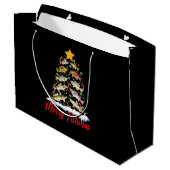 Grand Sac Cadeau Merry Fishmas Funky Christmas Tree Lights Fish Fis (Dos Angle)