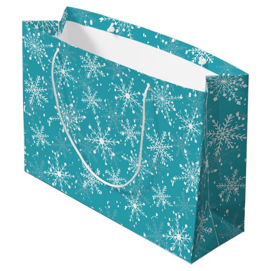 Grand Sac Cadeau MERRY Snowflakes Blue (Dos Angle)