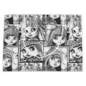 Grand Sac Cadeau Mes poupées patchwork noires et blanches préférées (Devant)