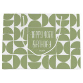 Grand Sac Cadeau Mi-siècle moderne Anniversaire Rétro 40e Vert (Devant)