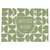 Grand Sac Cadeau Mi-siècle moderne Anniversaire Rétro 40e Vert (Dos)