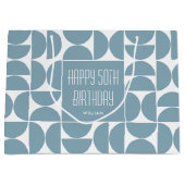 Grand Sac Cadeau Mi-siècle moderne Anniversaire Rétro 50e Bleu (Devant)