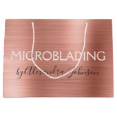 Grand Sac Cadeau Microblading en métal brossé rose et Rose (Devant)