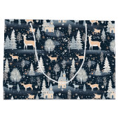 Grand Sac Cadeau Midnight Blue Snowy Village  (Dos)