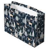 Grand Sac Cadeau Midnight Blue Snowy Village  (Dos Angle)