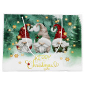 Grand Sac Cadeau Mignées Gnomes Forest Stations Joyeux Noël (Dos)