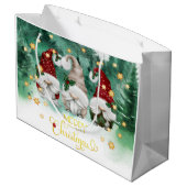Grand Sac Cadeau Mignées Gnomes Forest Stations Joyeux Noël (Dos Angle)