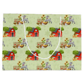 Grand Sac Cadeau mignon animaux de ferme carrelé motif (Dos)