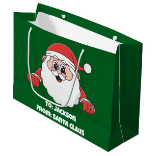 Grand Sac Cadeau Mignon Personnalisé De Père Noël Vert