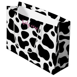 Grand Sac Cadeau mignon rose floral Saint-Vache cuir 1er anniversai
