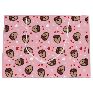 Grand Sac Cadeau Mignonne amour chien rose rouge