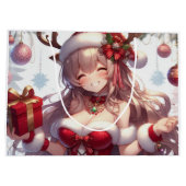 Grand Sac Cadeau mignonne fille de Noël anime (Dos)