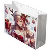 Grand Sac Cadeau mignonne fille de Noël anime (Devant Angle)