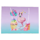 Grand Sac Cadeau mignonne filles Anniversaire flamingo ajouter nom (Dos)
