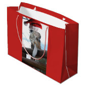 Grand Sac Cadeau Mignonne Giraffe Langue à coller pour Noël (Dos Angle)