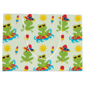 Grand Sac Cadeau mignonne grenouille de plage motif fête (Dos)