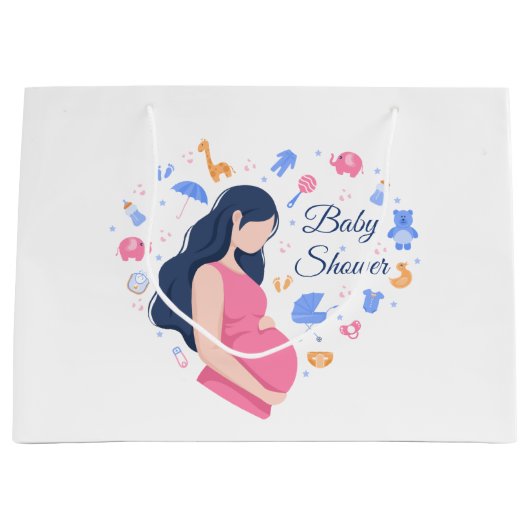 Grand Sac Cadeau mignonne maman enceinte baby shower (Devant)