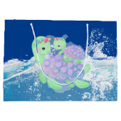 Grand Sac Cadeau mignonne maman et petite tortue de mer  (Dos)
