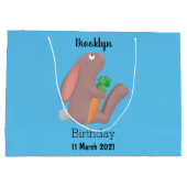 Grand Sac Cadeau Mignons lapin lapin lapin assis avec dessin de car (Dos)