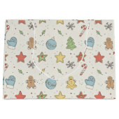 Grand Sac Cadeau Minimalist Christmas Cookie Doodles (Devant)