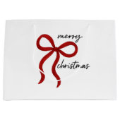 Grand Sac Cadeau Minimalist Red Bow Merry Christmas  (Devant)