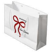 Grand Sac Cadeau Minimalist Red Bow Merry Christmas  (Devant Angle)