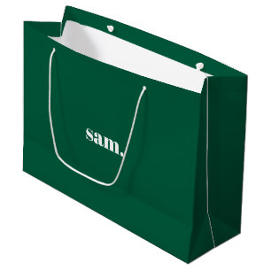 Grand Sac Cadeau Minimaliste texte personnalisé gras vert