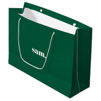 Grand Sac Cadeau Minimaliste texte personnalisé gras vert