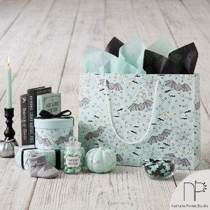 Grand Sac Cadeau Mint Bats Éffrayant Mignal Genre Neutre