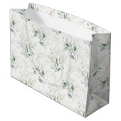 Grand Sac Cadeau Mint Green Pastel Floral Greenery Motif (Dos Angle)